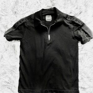 Givenchy Black Textured Polo with Branding